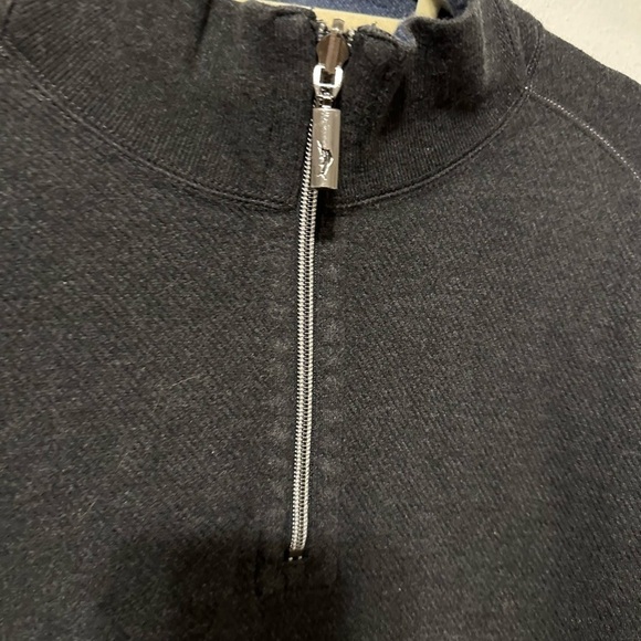 Tommy Bahama Grey 1/4 Zip Reversible Pullover Cotton Sweater Size Large - Picture 4 of 8